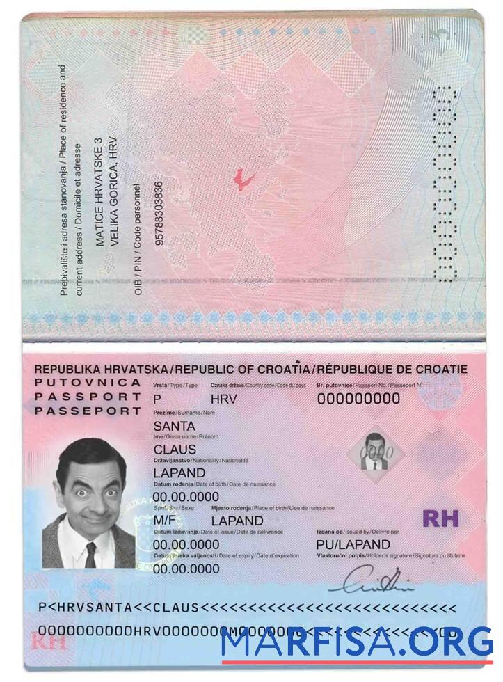 Realistic Croatia passport sample